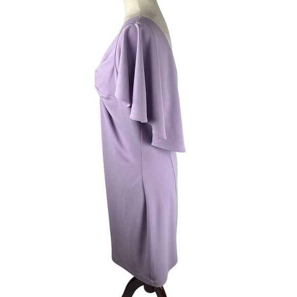 Belle Badgley Mischka Flutter Sleeve Twist Front V Neck Sheath Dress Size 10 - Picture 5 of 14